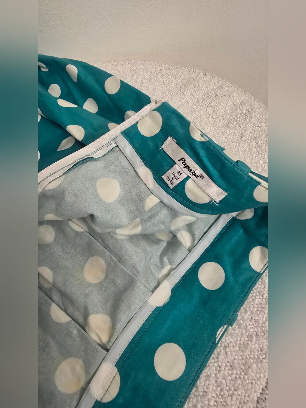 Papaya Teal Polka Dot Full Skirt Medium - Picture 4 of 5